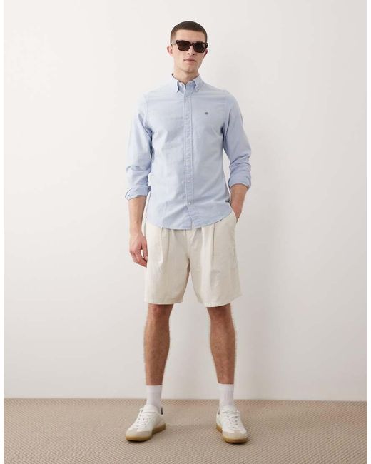 Gant Blue Icon Logo Slim Fit Oxford Shirt for men