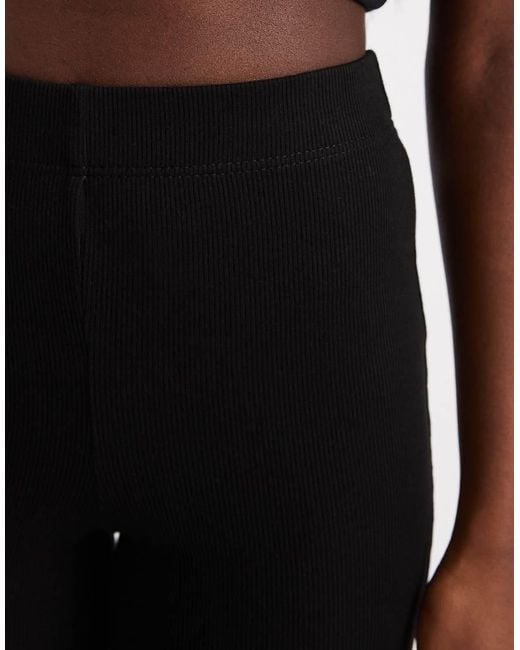 River Island Black High Waisted Rib Flare Leggings