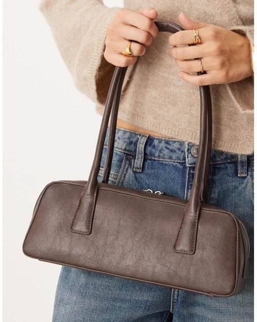 Gina Tricot Brown Small Bowling Two Handle Shoulder Bag