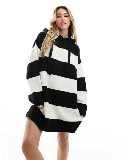 Miss Selfridge Knitted Hooded Jumper Dress in Black Lyst UK