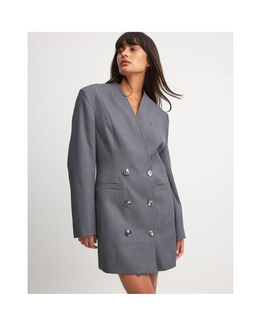 NA-KD Gray – gerade geschnittenes minikleid im blazer-stil