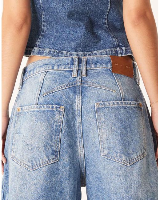 Free People Blue Good Luck Mid Rise Barrel Jean