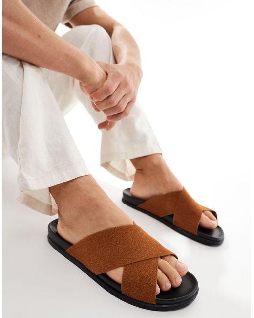 Truffle Collection White Cross Strap Sandals for men