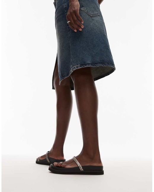 TOPSHOP Black Josh Minimal Flat Sandal