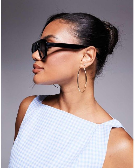 Gafas De Sol Negras De Estilo Aviador Angular De ASOS de color Black