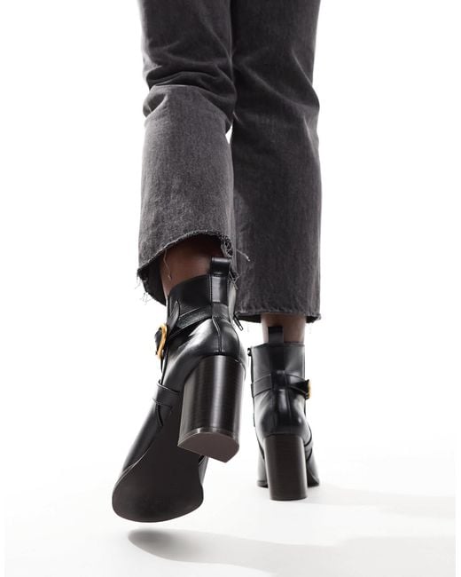 ASOS Black Regan Mid-heel Buckle Boots
