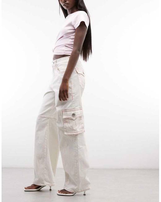 True Religion White Bailey baggy Barrel Flap Pocket Cargo Pants