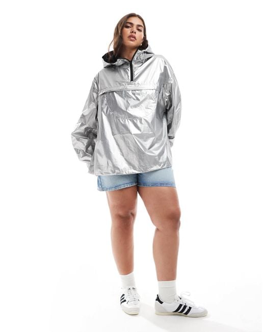 ASOS Women's Gray Asos Design Curve Metallic Pac-a-mac Rainwear Jacket