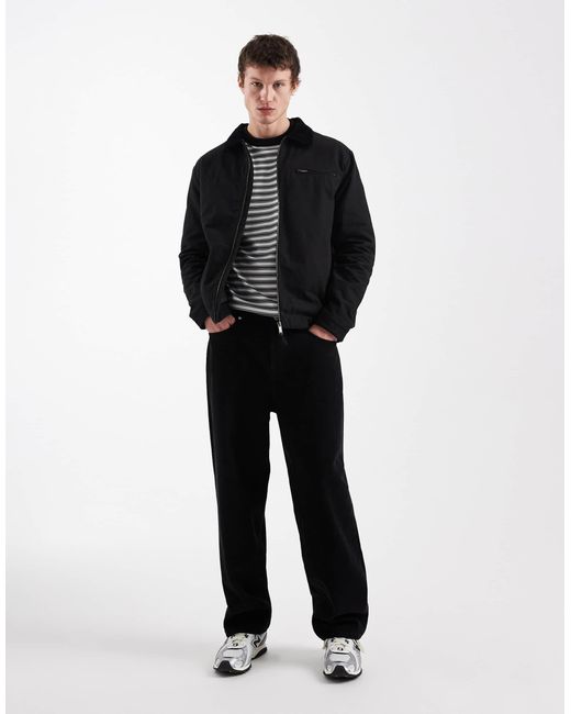 Threadbare Black Canvas Zip Front Barn Jacket for men