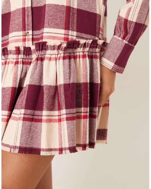 ASOS Red Mini Shirt Dress With Dropped Waist