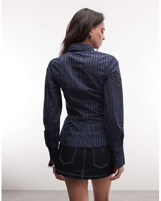Weekday Blue Asymmetric Shirt With Slit Detail