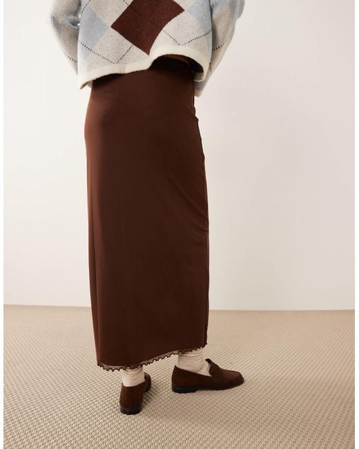 ASOS Natural Mesh Midi Skirt