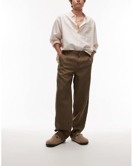 Mango Natural Premium Linen Tapered Trousers for men