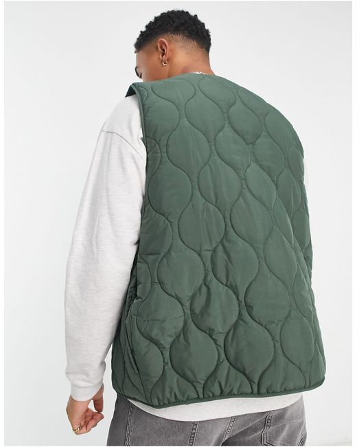 New Look Quilted Gilet in Green for Men Lyst