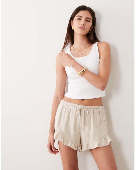 Abercrombie & Fitch Natural Rustic Pull On Ruffle Hem Shorts