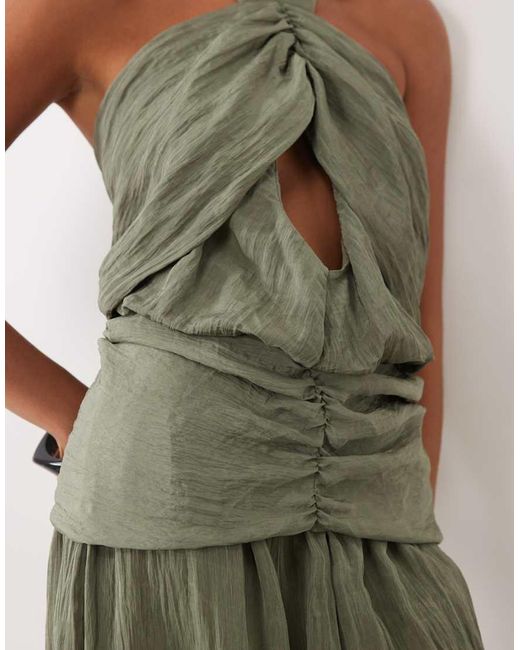 ASOS Green Crinkle Scarf Detail Co-ord Top