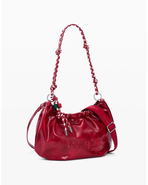 Desigual Red Medium Oval Logo Bag