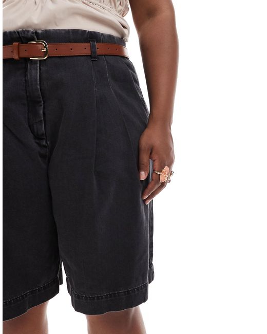 Asos design curve - bermuda en jean avec ceinture ASOS en coloris Black