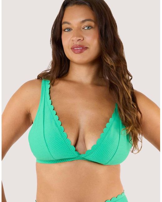 Peek & Beau Green Jade Scallop High Apex Triangle Bikini Top