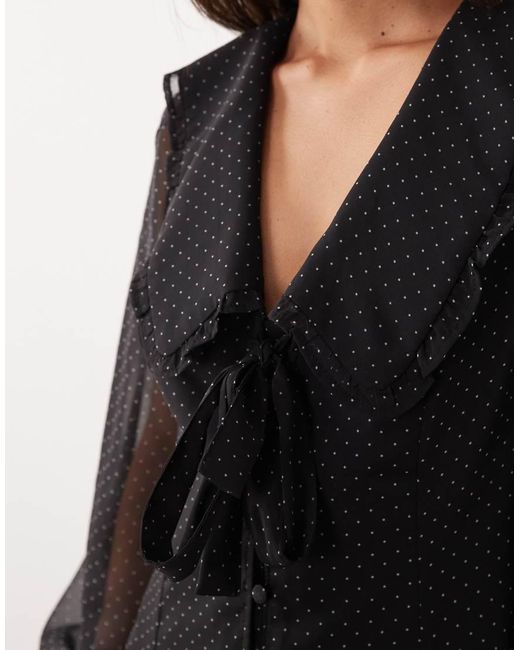 Miss Selfridge Black Button Up Mini With Collar