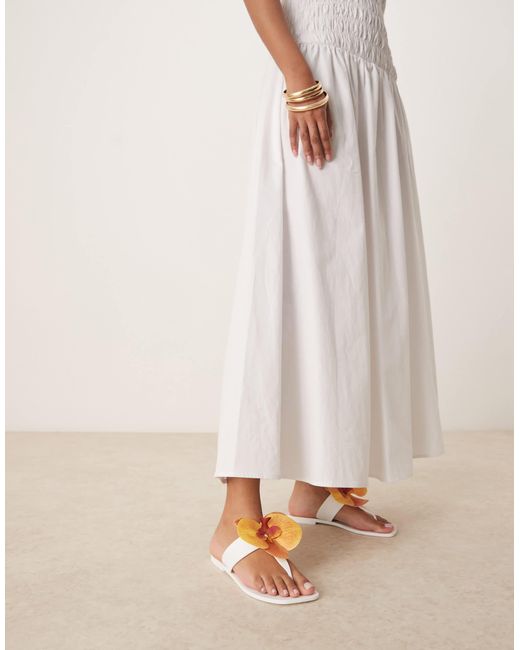 ASOS Natural Flutter Orchid Flower Jelly Flip Flop Sandal