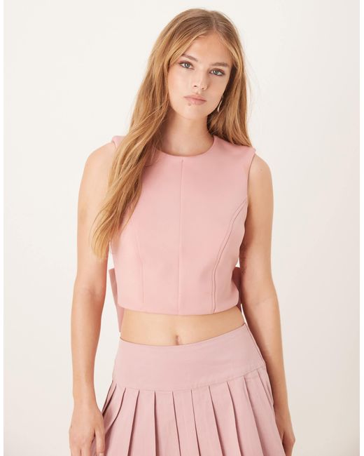 ASOS Pink Bow Detail Open Back Top