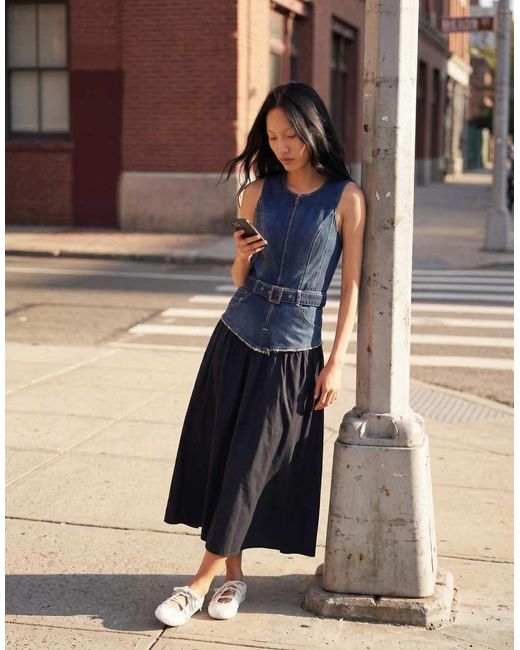 Desigual Blue Denim Combined Dress