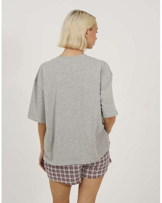 Brave Soul Natural Relaxed Fit Tee And Short Pyjama Set