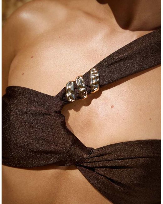 South Beach Brown X Sasha Corte-t Asymmetric Bikini Top
