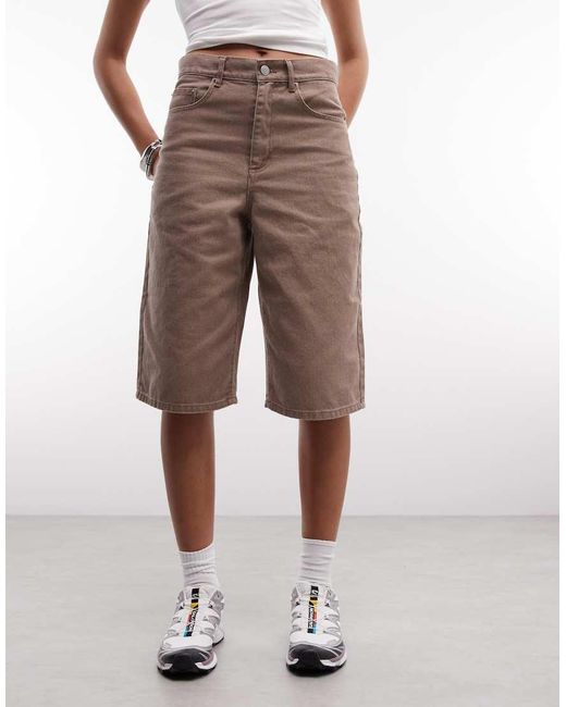 Obey Brown Karina Long Denim Shorts