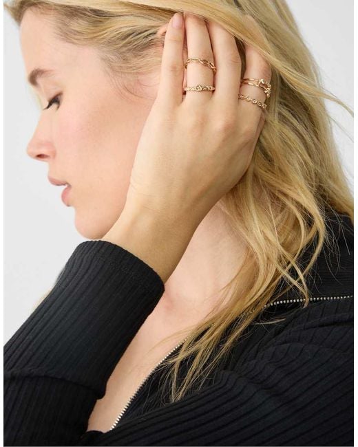 Stradivarius White Set Of Rhinestone Rings