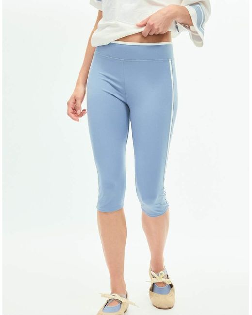 Stradivarius Blue Side-stripe Capri leggings