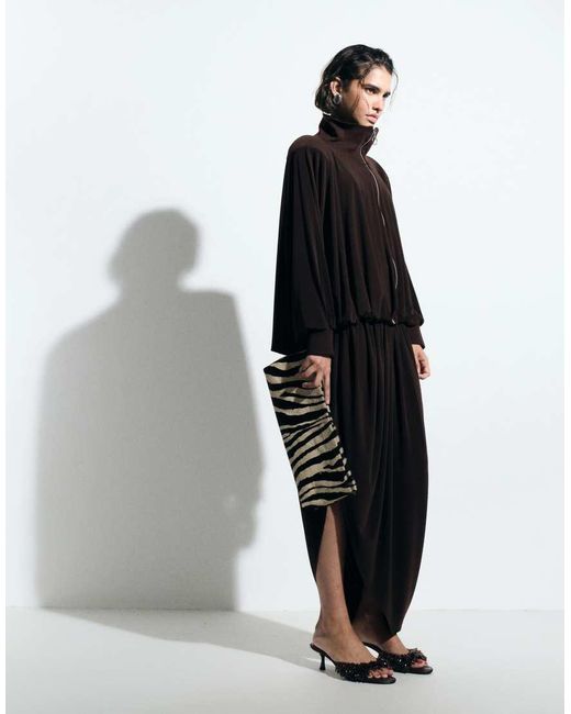 ASOS Black Volume Drape Maxi Skirt Set