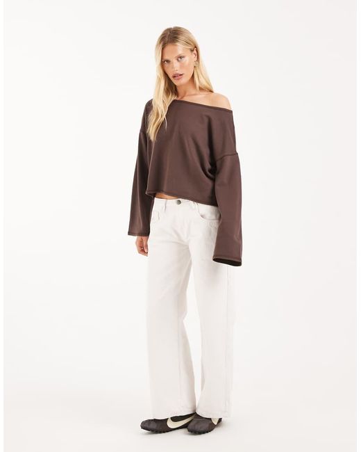 Hollister Brown Slouchy Off Shoulder Top