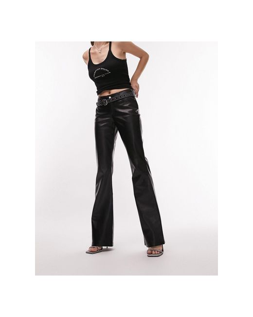 Faux Leather Low Rise Flare Trouser in Black Lyst Canada