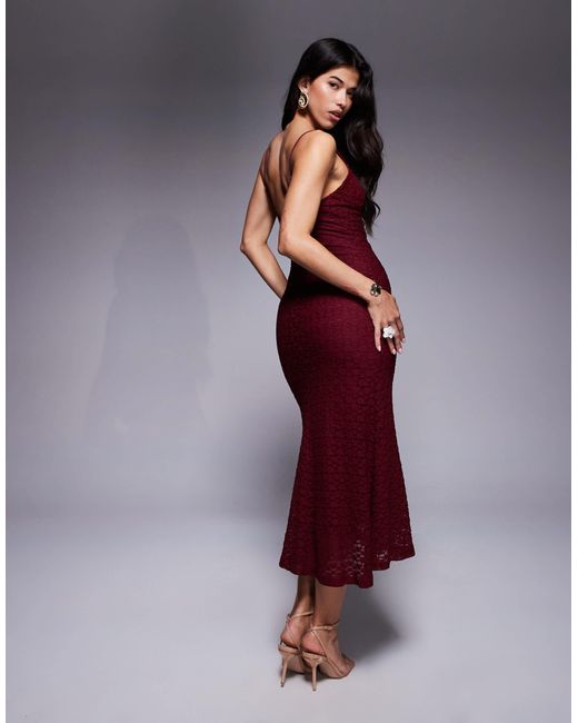 Louisa - robe mi-longue en tulle - bordeaux Bardot en coloris Red