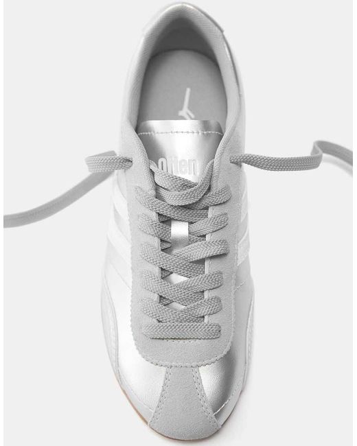 Pull&Bear White Silver Retro Trainers
