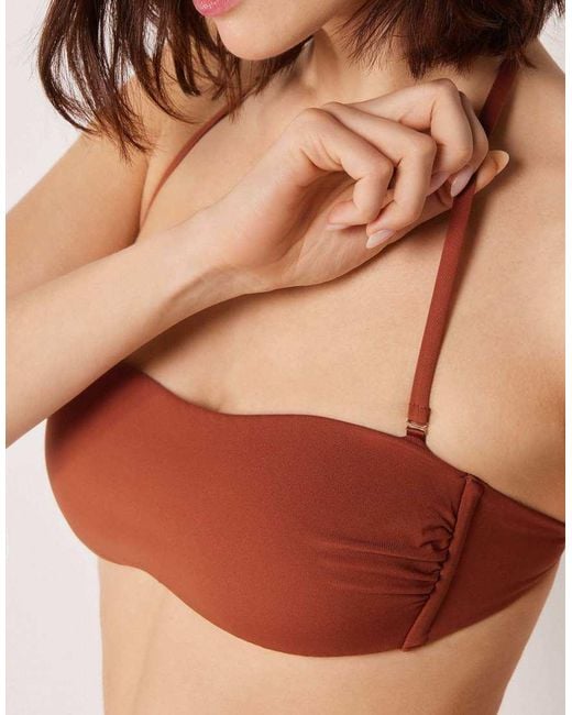 Calzedonia Brown Premium Fit Bandeau Bikini Top