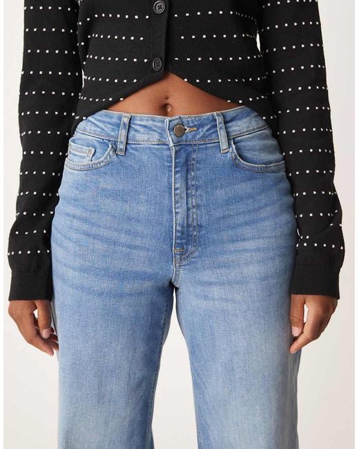Jdy Blue Felina High Waist Wide Leg Jeans