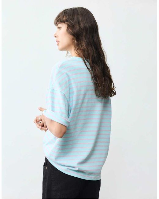 Pull&Bear Blue Oversize Short Sleeve T-shirt