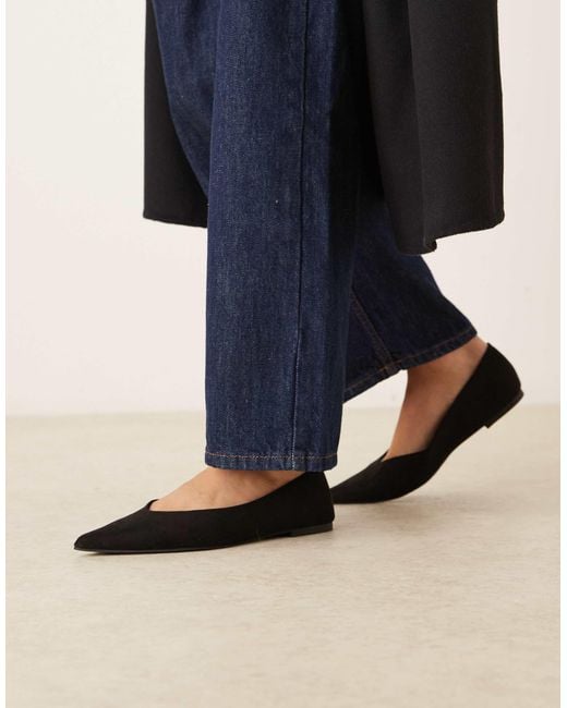 ASOS Wide Fit Ludo Pointed Ballet Flats in Black | Lyst