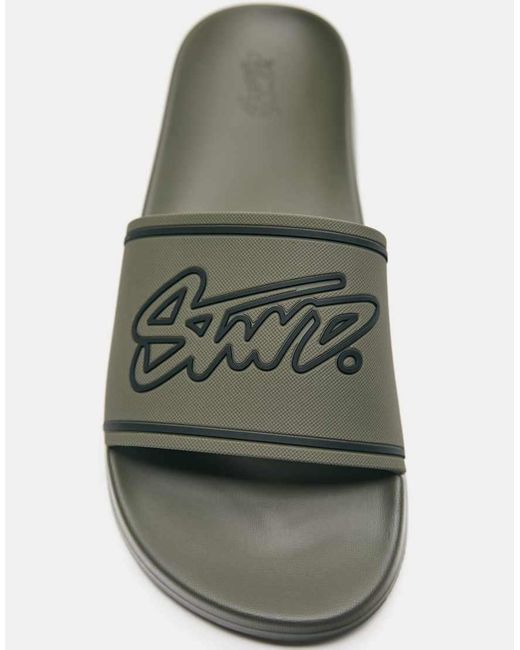 Pull&Bear Green Stwd Rubberised Sandals for men
