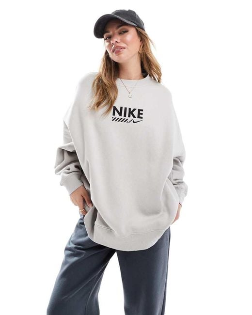 Nike Gray Swoosh Graphic Oversized Sweatshirt
