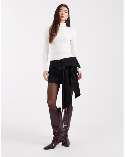 Miss Selfridge White Extreme Bow Party Mini Skirt
