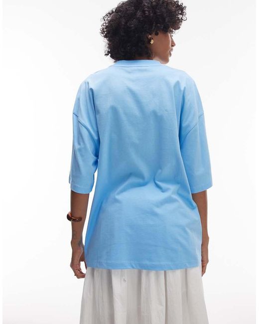 Camiseta Extragrande Con Estampado Gráfico "Tulum" De -Azul TOPSHOP de color Blue