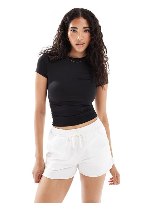 Miss Selfridge Black Sculpted Short Sleeve Tee