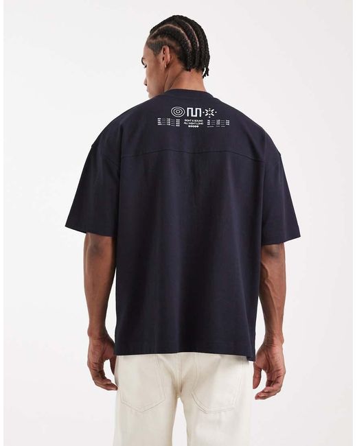 ASOS Blue Circular Design Collection Super Heavyweight Oversized T-shirt With Records Graphic for men