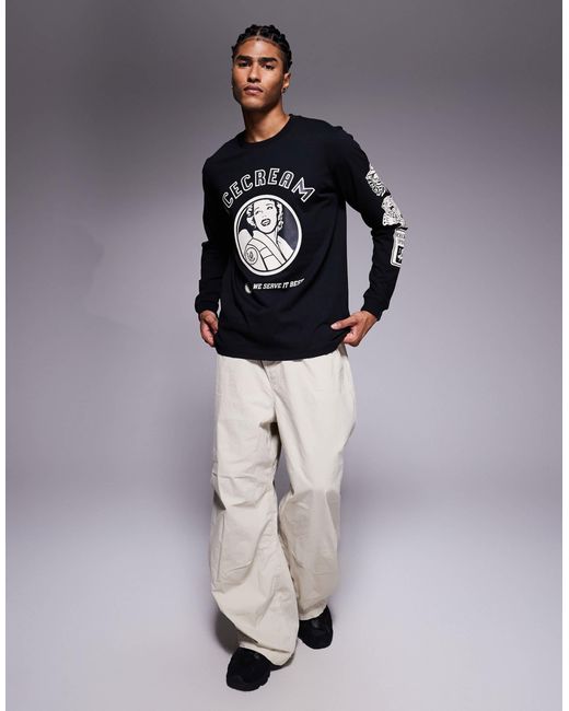 T-shirt à manches longues avec motifs graphiques ICECREAM pour homme en coloris Gray