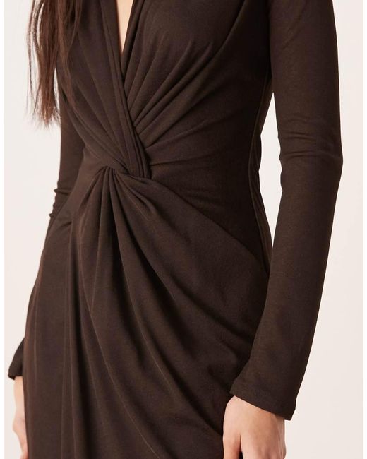 ASOS Natural Collared Twist Detail Midi Dress