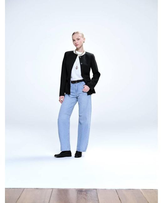 4th & Reckless Black Exclusive Fitted Waist Collarless Cocoon Sleeve Blazer